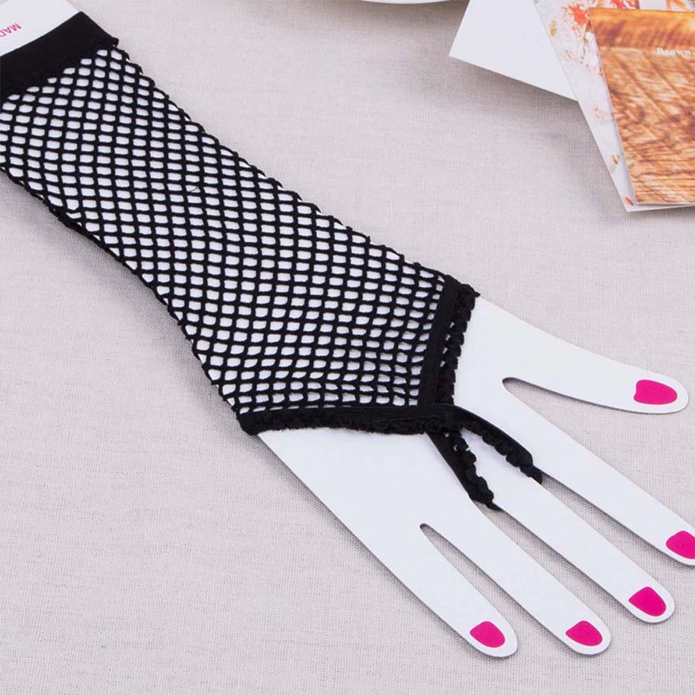Women Solid Fingeless Gloves Sexy Party Girl Lace Mittens Net Breathable Performance Dance Long Gloves Mesh Fishnet Gloves