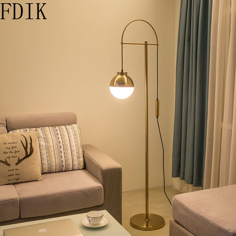 Nordic Gold Led Floor Lamp Simple Round Ball Standing Light for Living Room Bedroom Home Decoration Indoor Lighting fixtures G9