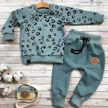 Infant Baby Girls Boys Leopard Clothes Long Sleeve Print Casual Loose T-shirt Tops Pants Outfits Clothing For Girls Sets Autumn
