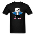 Funny Undertale Sans Skeleton Skull Men Short Sleeve Black T-shirt Cotton Fabric O-neck Casual Tops Tees Cartoon Design