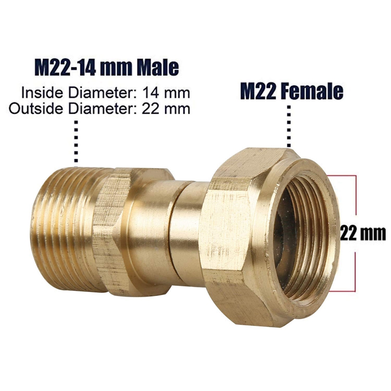 Pressure Washer Swivel Joint, Kink Free Gun To Hose Fitting, Anti Twist Metric M22 14Mm Connection, 3000 Psi