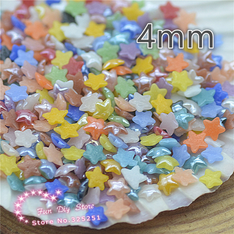 4mm Mixed Flatback Ceramic Star Cabochons Nail Art Decoration DIY Scrapbooking Embellishments Accessories