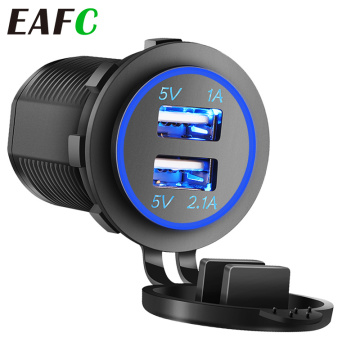 Car USB Charger Cover for Motorcycle Auto Truck ATV Boat LED Car 3.1A Dual USB Socket 12-24V Auto Usb Charger Power Adapter