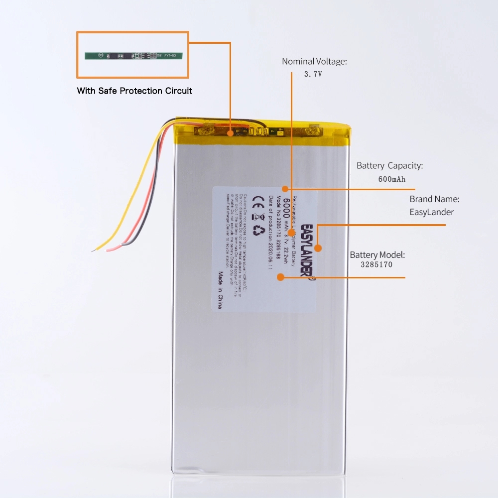 3 line Tablet pc 3285170 3.7V 6000MAH polymer lithium ion battery battery for tablet pc 7 inch 8 inch 9inch 3285168 3085170