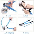 Wire Crimper Battery Cable Crimping Tool for 0, 2, 4, 6, 8, 10 AWG Cable Lug Crimper with Cable Cutter