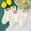 Creative Fresh Funny Socks Cute Peach Lemon Cherry Kiwi Fruit Socks Women Happy Calcetines Divertidos Skarpetki White Sokken