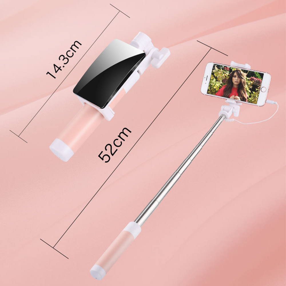 Mini Extendable Handheld Rotatable Wired Automatic Selfie Stick Folding Portable Plug-Play Phone Clip for IPhone Android