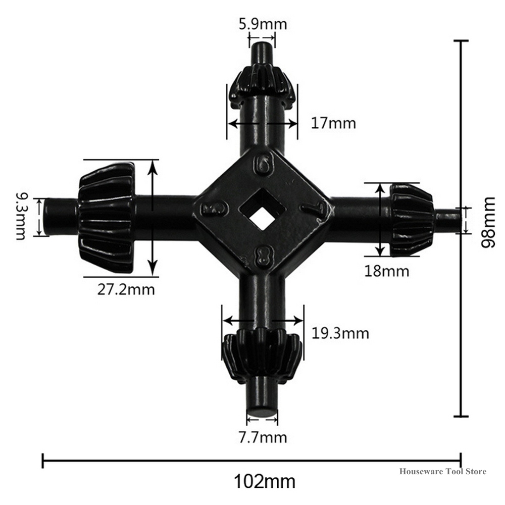 4 Way Drill Press Chuck Key Size 3/8" 1/2" Chucks Universal Combination Hand