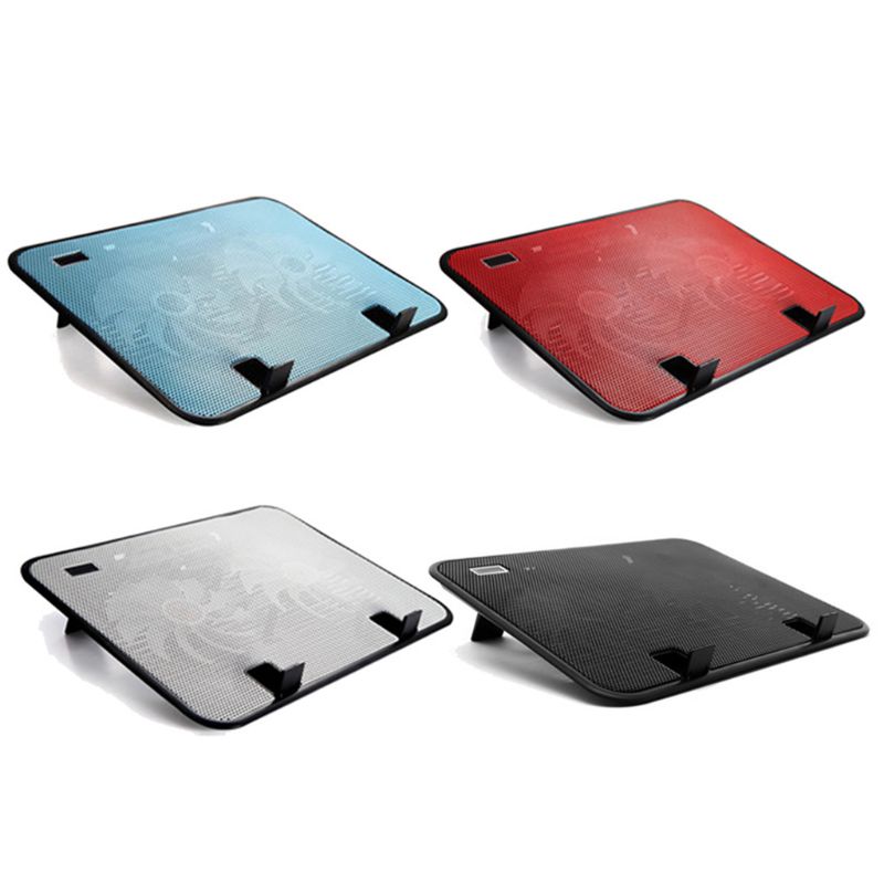 Metal Panel Dual Fan Notebook Cooler Silent Laptop Cooling Pad Stand for 14\" PC 95AF