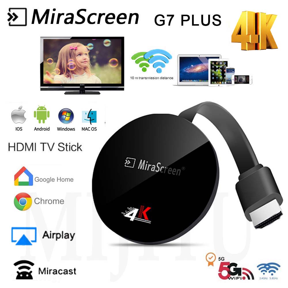 Mirascreen G7 Plus 4K HDMI wifi Wireless Display 5G tv stick for google chromecast Mirroring Miracast tv dongle for ios android