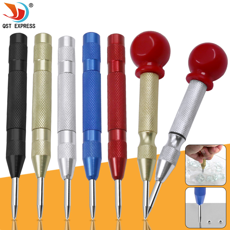 5-inch automatic center pin spring loaded mark center punch tool wood indentation mark woodworking tool bit
