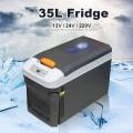 35L Auto Mini Refrigerator Car Home Portable Fridge Travel Essentials Icebox Freezer Heater Camping Boating Caravan Bar Fridge