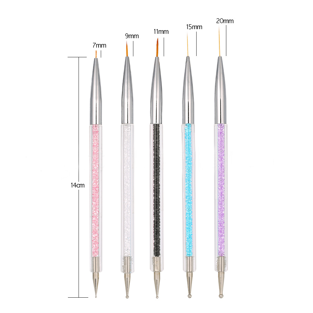 5 Pcs/Sets Nail Art Pen 2 In 1 Double Ends Dotting Drawing Painting UV Gel Liner Polish Brush Set Nail Art Dotting Tools