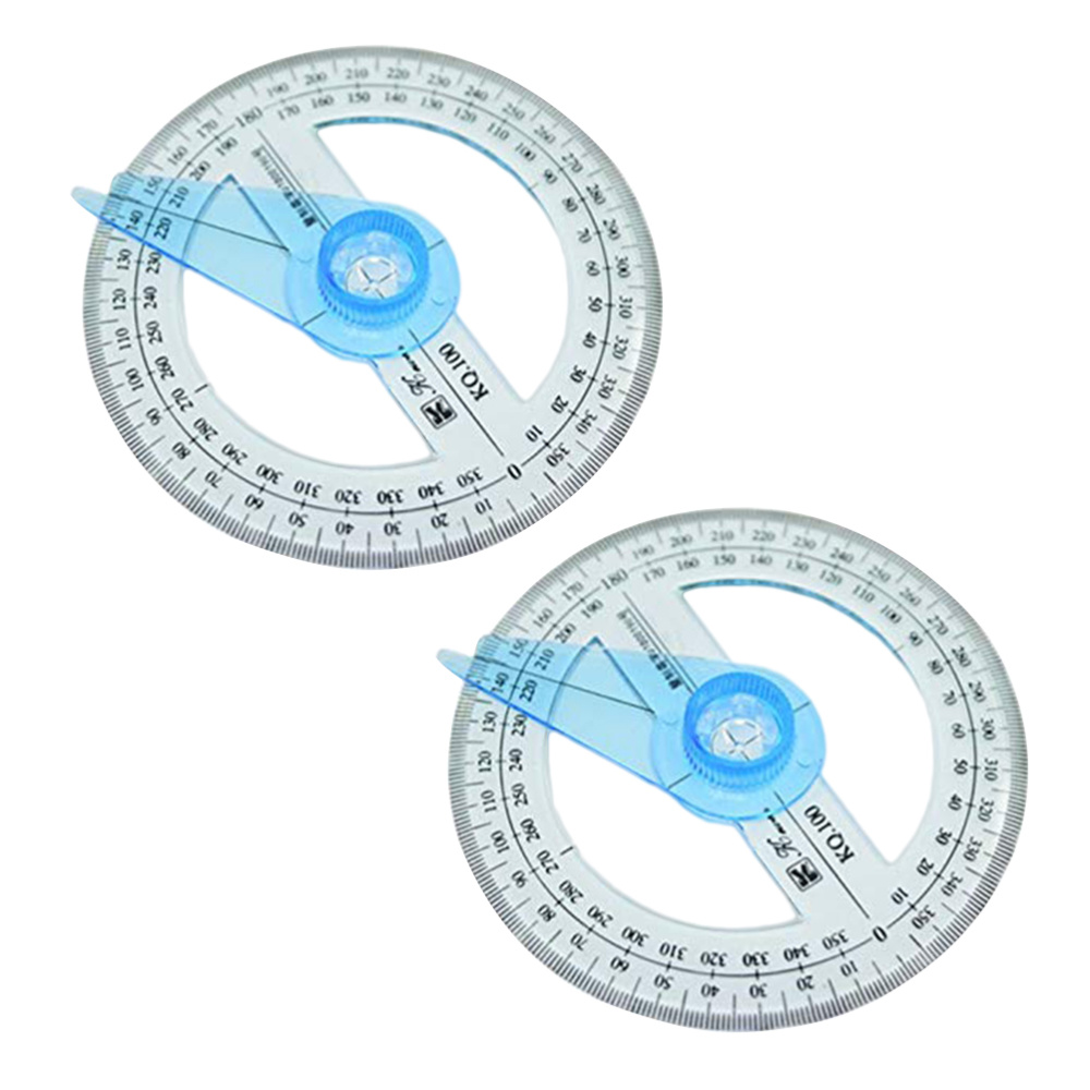 2Pcs 360-degree Circle Protractor For Primary School Students Transparent Plastic Full Circle Goniasmometer Rotating Protractors