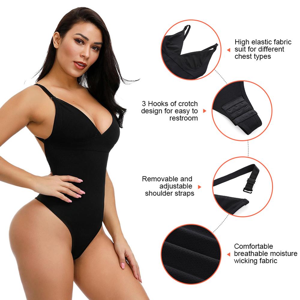 Colombian Reductive Girdles Corset Shapewear Deep V Bodysuit Body Shaper Backless Thong Slimming Underwear Waist Trainer