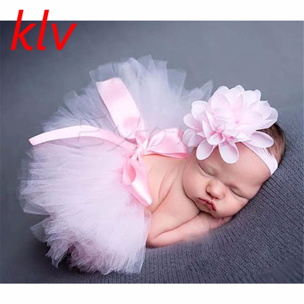Cute Newborn Baby Girls Tutu Skirt & Headband Photo Prop Costume Toddler Kids Outfit Infant Baby Short Cake Skirt For 0-3M