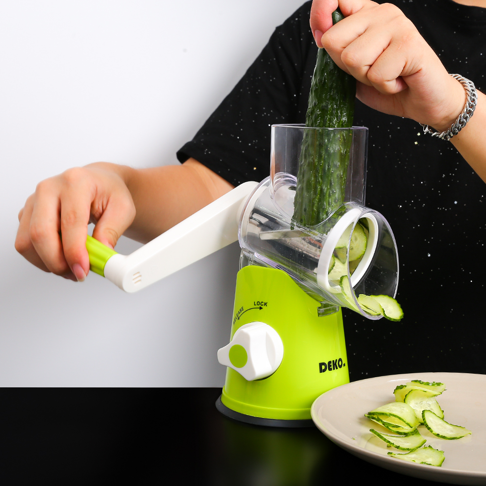 DEKO Manual Vegetable Cutter Multifunctional Roller Potato Cucumber Slicer Grain Grinder Detachable Kitchen Tool