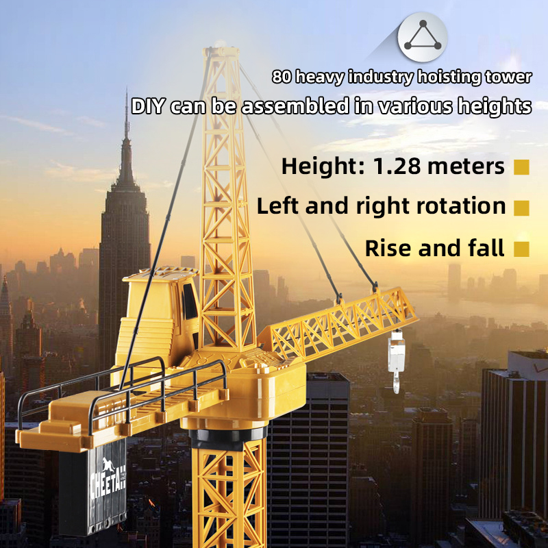 NEW Remote Control Excavator 2.4G 6CH Tower Crane 8054E RC Engineering Toys Different Height Crane Tower Toys For Boys Gift