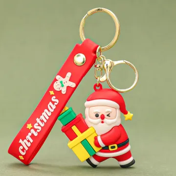 Festive PVC Keychain with Snowman Design