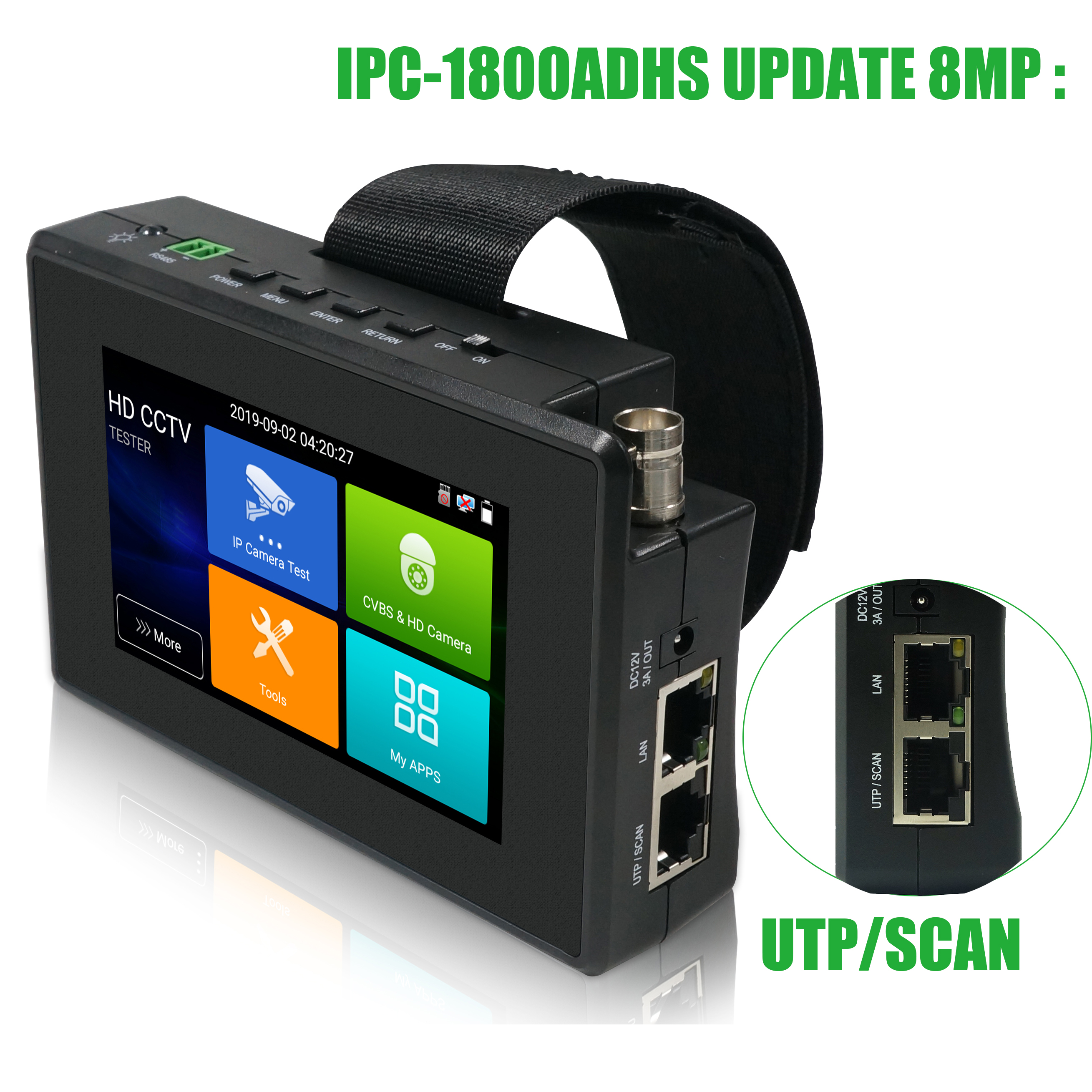 IPC-1800SN 4inch 4K H265 IP Camera tester 8MP AHD TVI CVI CVBS CCTV Tester Monitor with PTZ Control Rapid ONVIF IPC Tester POE