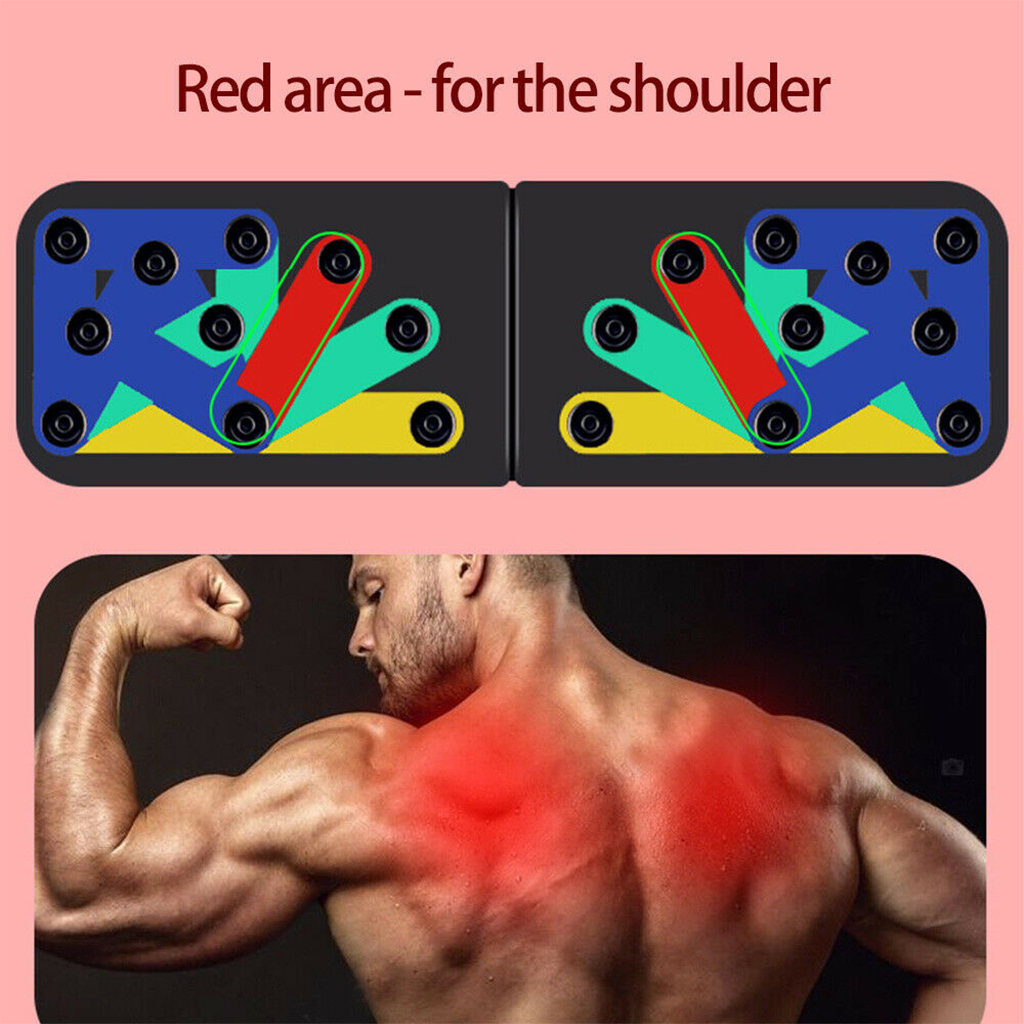 Folding Push-Ups Stands Push Up Board Multi Color-coded Muscle Training Board Portable Fitness Workout Exercise Equipment Unisex
