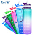 QuiFit 1L 34OZ Tritan Water Bottle With Straw & Filp-Flop BPA Free Drinking Cups Bicycle Bottles Portable GYM Outdoor Sports Jug