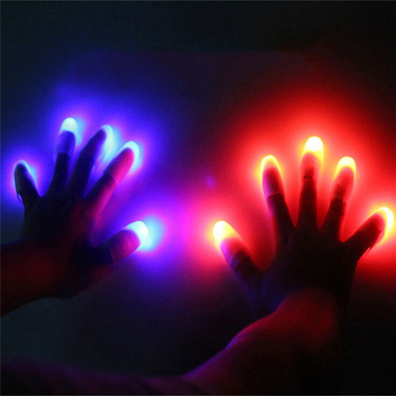 2pc Funny Novelty Light-Up Thumbs LED Light Flashing Fingers Magic Trick Props Amazing Glow Toys Children Kids Luminous Gifts