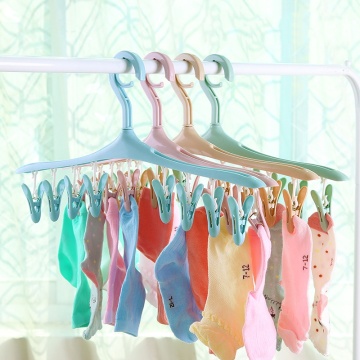 Plastic Clothes Hanger Laundry Drying Rack Coat Hanger Drying Hanger with 8 Clips Household Storage Organizer Baby Hangers
