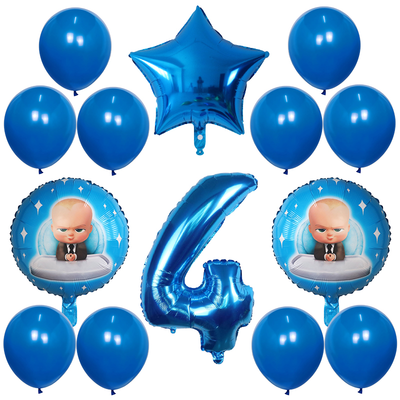 14pcs Cartoon Boss Baby Balloon 30 inch Number Foil Helium Balloons Baby Shower 1st Birthday Party Decoration Latex Air Globos