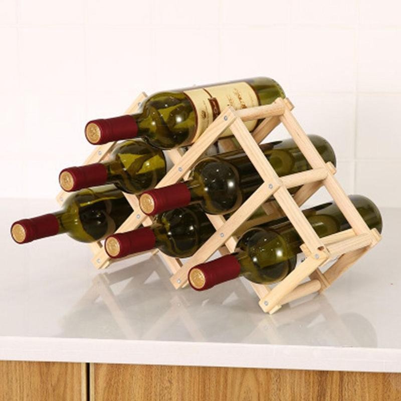 1pc Wine Bottle Holder Creative Collapsible Retro Wooden Wine Racks Decorative Cabinet Wood Shelf Wine Bottle Holder