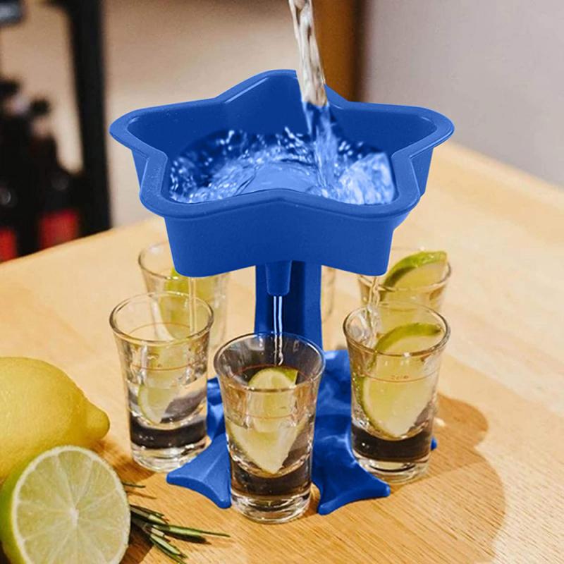 5 Hole Wine Glass Holder Shot Glass Wine Dispenser Bullet Cup Set 6pc Vodka Whiskey Glass Wine Distributor Suit Bar Sets Barware