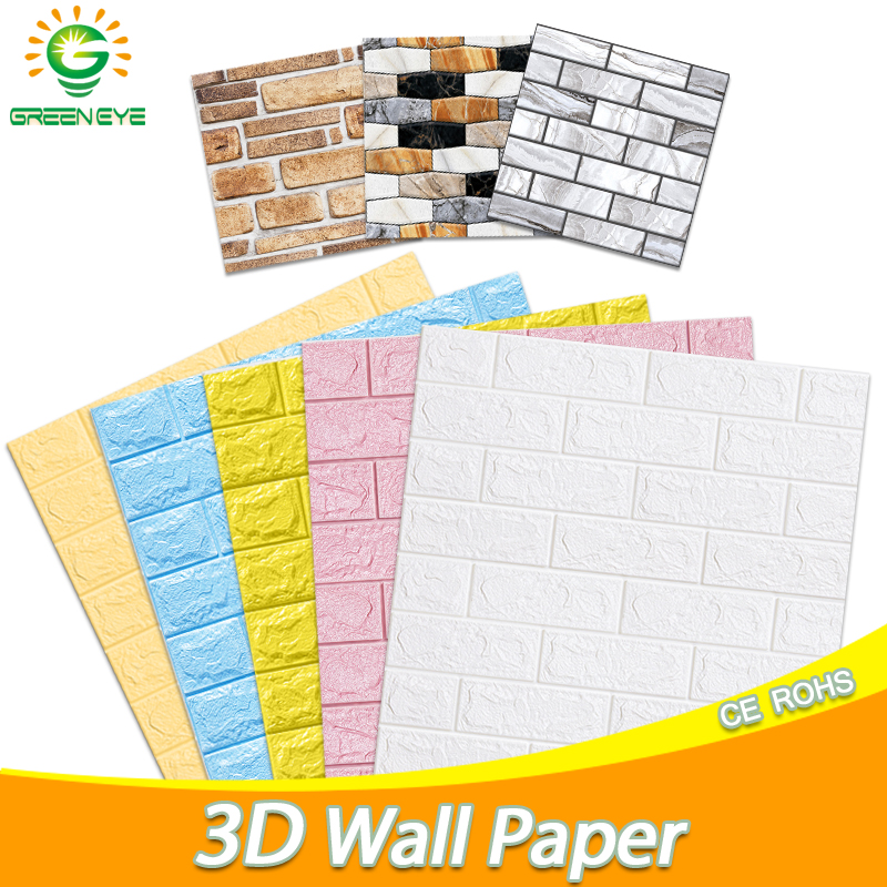 3D Wall Stickers brick stone pattern and Self-Adhesive 70cm*77cm 3D Wall paper Waterproof DIY Kitchen Bathroom Home Wall Sticker