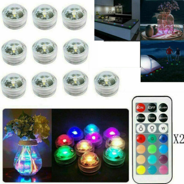 10pcs Underwater Lamp Waterproof Multi Color LED Light with Remote Control Wireless Swimming Pool Lights Garden and Terrace Deco