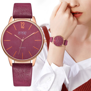New Product Women Watches Solid Color Dial Ladies Fashion Quartz Wristwatch Leather Strap Clock Casual Gift Reloj Mujer 533