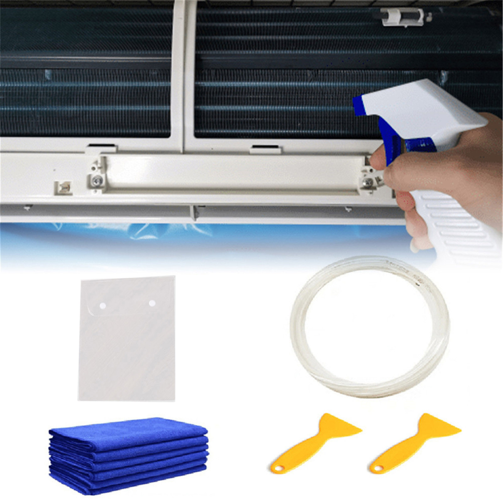 Air Conditioner Cleaning Cover with Water Pipe Waterproof Dust Protection Cleaning Cover Bag for Air Conditioners Below 1.5P