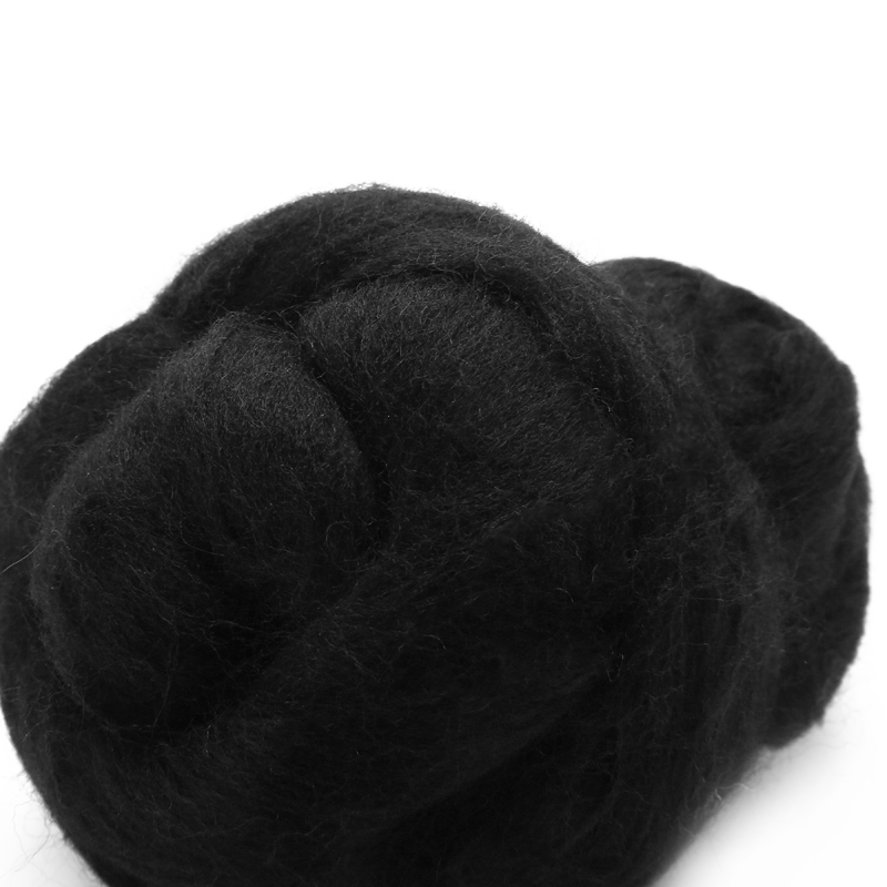 50g Black Merino Dyed Wool Tops Roving Felting Wool Fiber For DIY Needle Felting Doll Animal Gifts Christmas Decoration