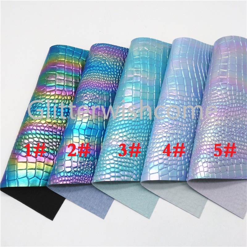 Glitterwishcome 21X29CM A4 Size Vinyl For Bows Crocodile Grain Embossed Faux Leather Sheets for Bows, GM701A