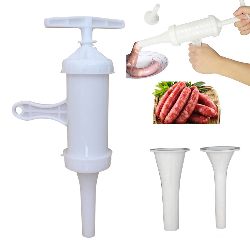 Manual Meat Sausage Machine Filler Stuffer Sausage Maker With 2PCS Funnel Homemade DIY Delicioious Hygienic Sausage Kitchen Tool