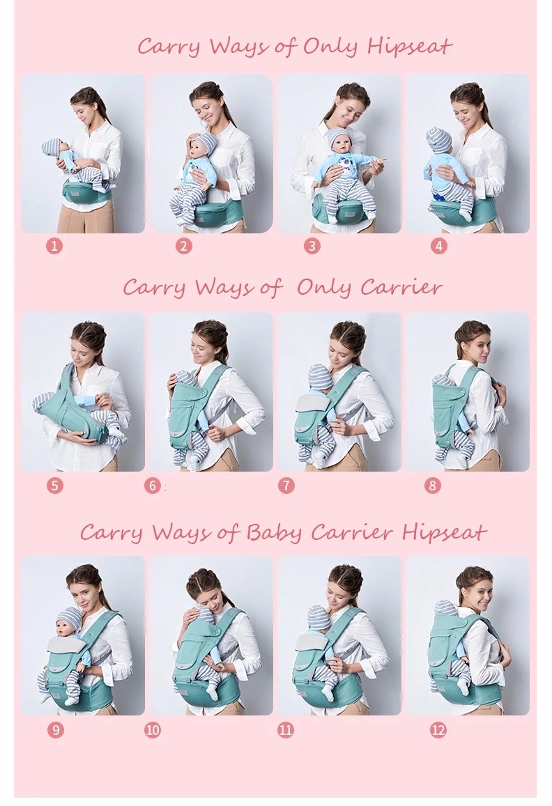 Ergonomic Baby Carrier Infant Baby Hipseat Carrier Sling Front Facing Kangaroo Baby Wrap Backpack Carrier for Baby Travel 0-36 M
