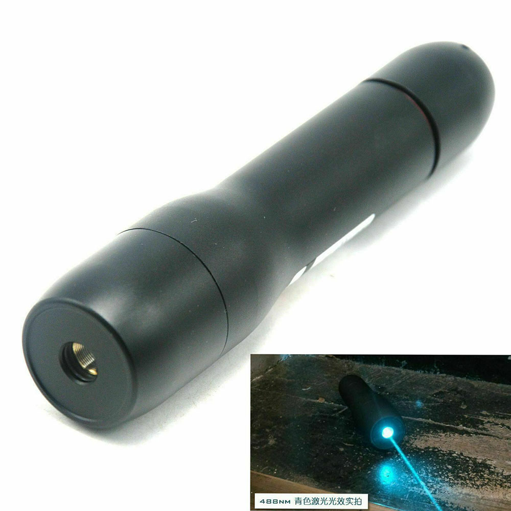 Waterproof 488nm Cyan-Blue Ray Laser Pointer Handheld Focusable Dot Torch Presentation Flashlight 488T-60