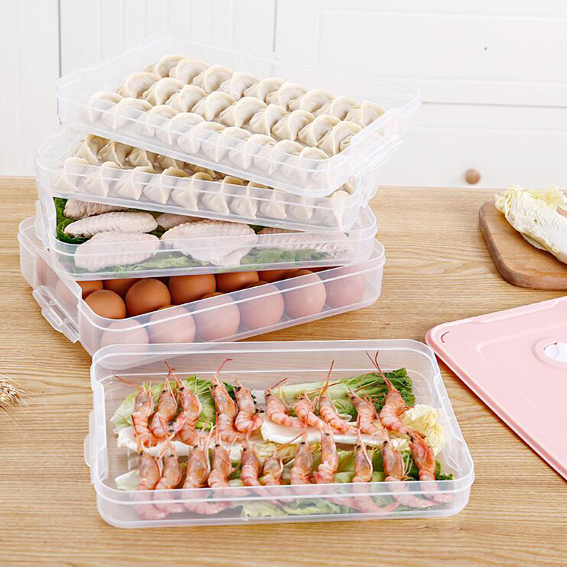 Food Storage Box Dumpling Storage Box Refrigerator Crisper Organizer Kitchen Accessories Sealed Box Vegetable Holder Microwave