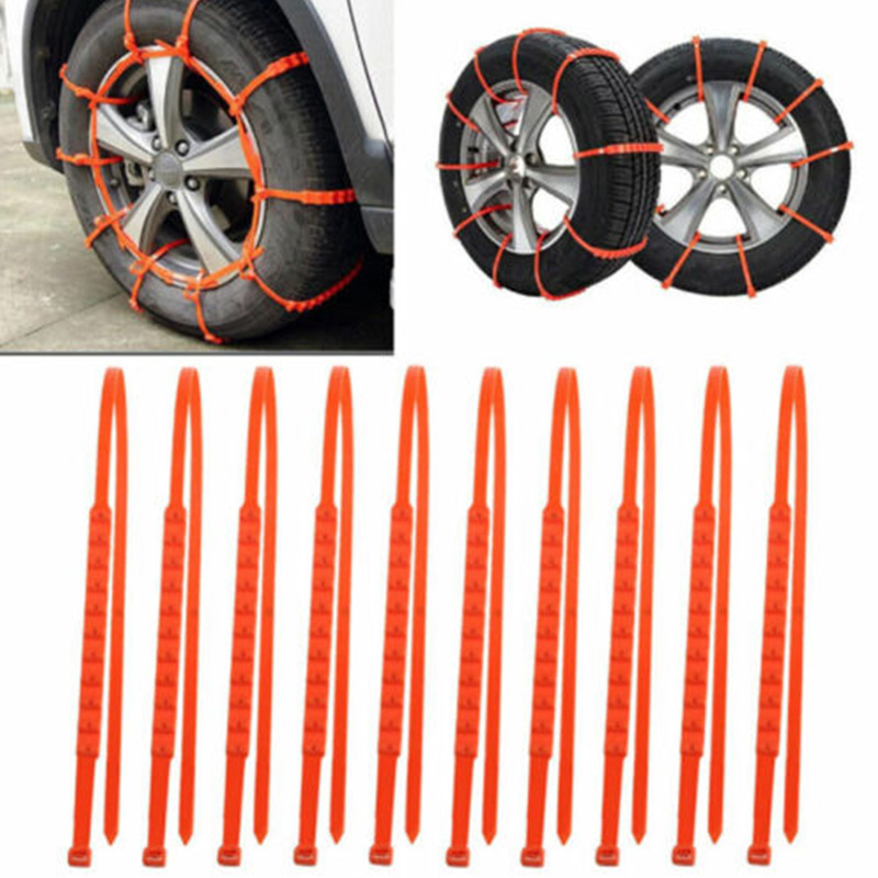 10PCS / Set Car Truck Snow Anti-Skid Wheel Tire Chains Anti-Slip Belt Orange high quality