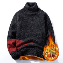 L-4XL New Winter Super Keep Warm Mens Sweaters Men's Turtleneck Soft Fleece Pullover Knitted Plus Velvet Thick Sweater Men Tops