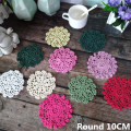 10CM Round Beautiful Vintage Crochet Tea Cup Coasters Cotton Lace Dining Table Mat Kitchen Cloth Insulated Pad Mat Wedding Doily