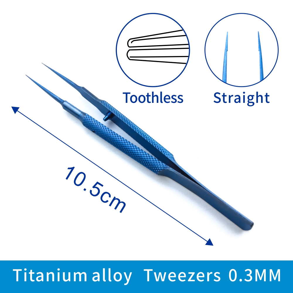 10.5cm Titanium Round Handle Eyelid Tweezers Platform double eyelid tool fine tissue forceps Ophthalmic Instruments