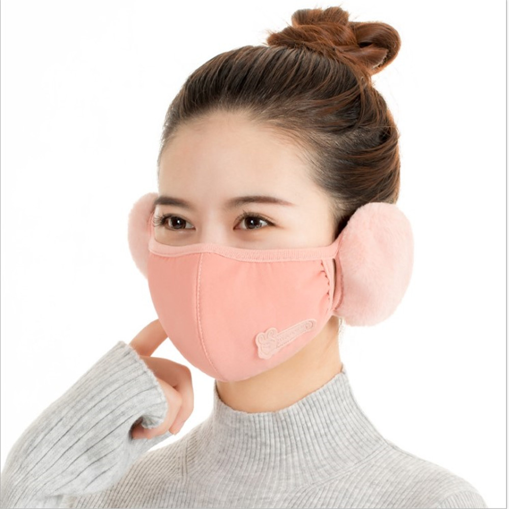 2 in 1 women men Earmuffs Mouth Mask Windproof Winter Soft Thick Warm Ear Cover Solid Headphone Earlap for Boys Girls