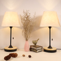 Wood & Metal Base Lamps with Neutral Shade