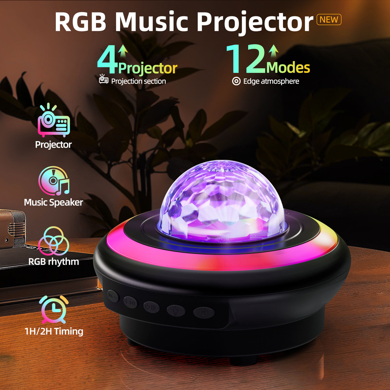 USB Charging Music Projection Night Lamp
