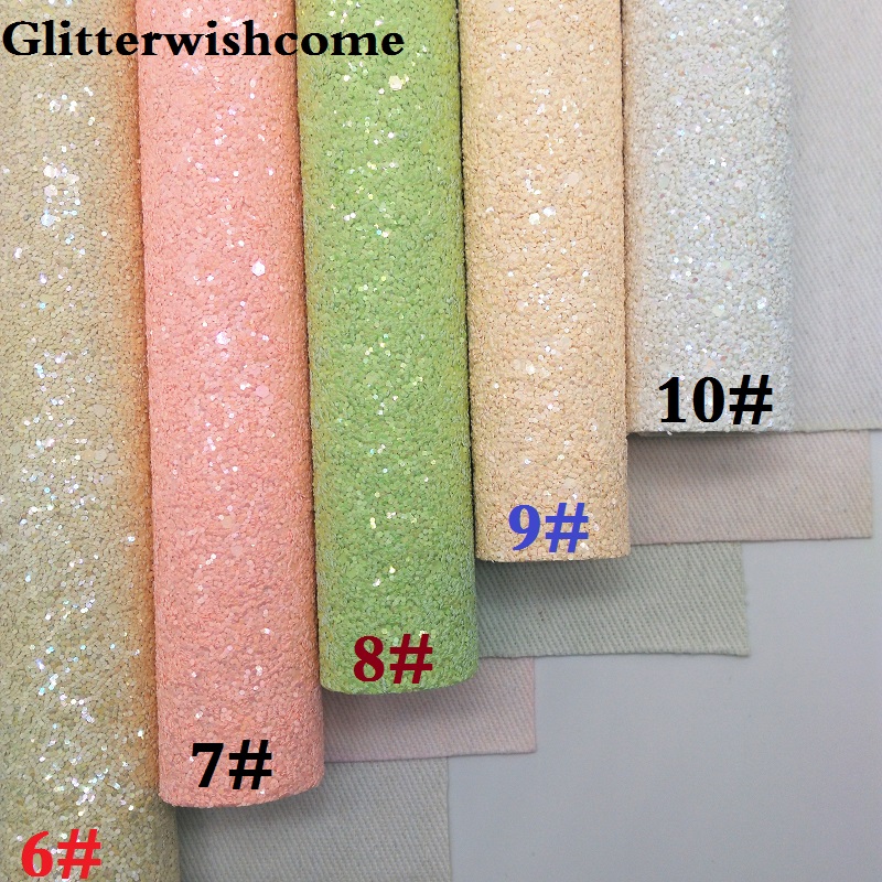 Glitterwishcome 21X29CM A4 Size Synthetic Leather, Chunky Glitter Leather fabric Vinyl for Bows, GM070A