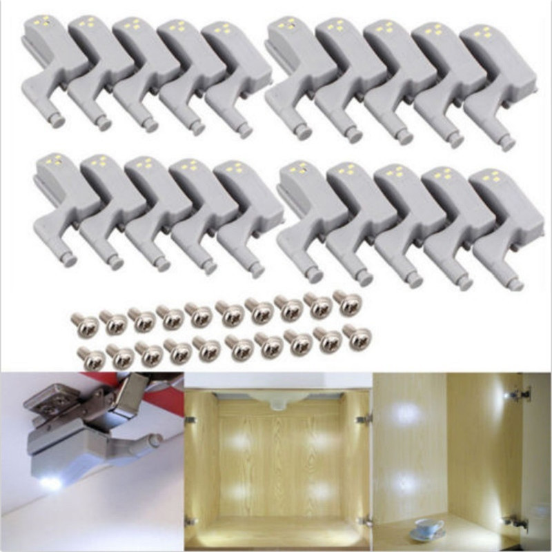 20PCS/10PCS 0.25W Universal Under Cabinet LED Light Cupboard Closet Wardrobe Inner Hinge LED Sensor Light Kitchen Night Light